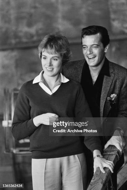 English actress and singer Julie Andrews with American singer and actor Robert Goulet , 1958.