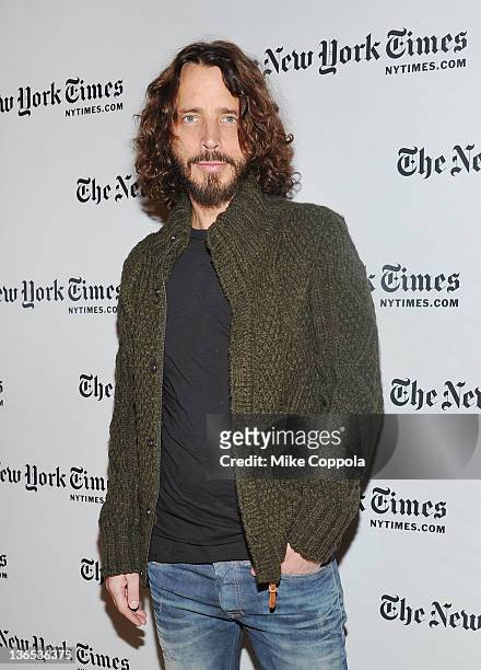 Singer/musician Chris Cornell attends the New York Times TimesTalk during the 2012 NY Times Arts & Leisure weekend>> at The Times Center on January...