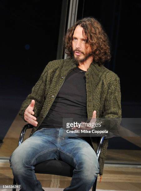 Singer/musician Chris Cornell speaks at the New York Times TimesTalk during the 2012 NY Times Arts & Leisure weekend>> at The Times Center on January...