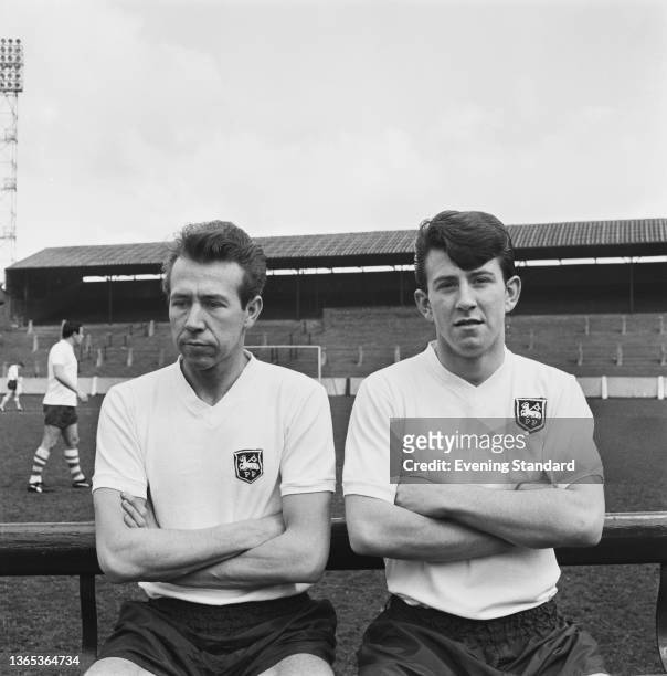 English footballers Doug Holden and Howard Kendall of League Division 2 team Preston North End FC, UK, 20th April 1964.