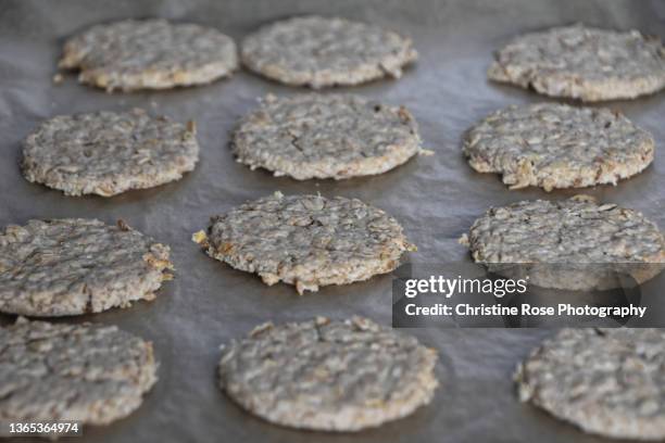 oatcakes ready to bake - oatcake stock pictures, royalty-free photos & images