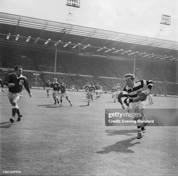 Hull Kingston Rovers play Widnes in the Rugby League Challenge Cup Final at Wembley Stadium in London, UK, 9th May 1964. Widnes won 13-5.