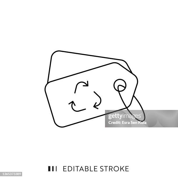 stockillustraties, clipart, cartoons en iconen met sustainable product label line icon with editable stroke - contour style