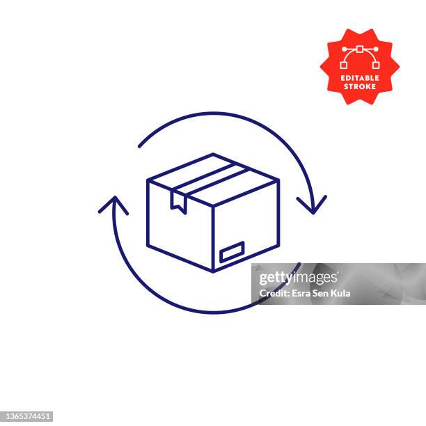 recycle cardboard box line icon with editable stroke - empty box stock illustrations