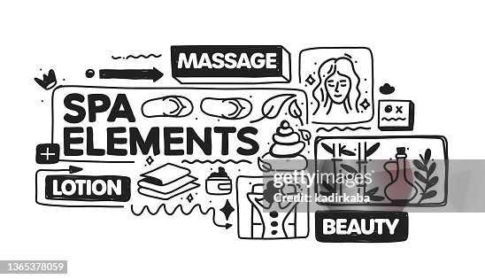 Spa Elements object and elements. Vector doodle illustration collection. Hand drawn icon set or banner template Spa Elements object and elements. Vector doodle illustration collection. Hand drawn icon set or banner template