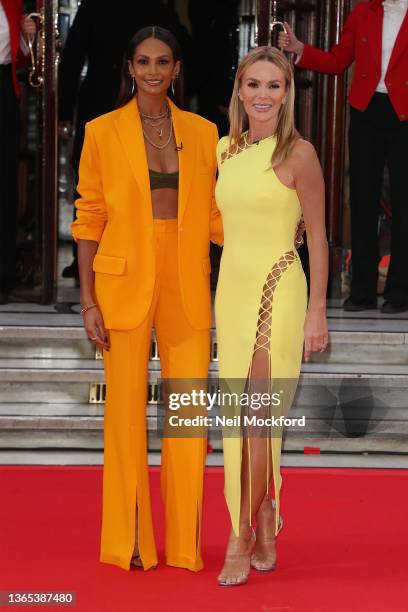 Alesha Dixon and Amanda Holden arrive for Britain's got Talent Auditions at London Palladium on January 18, 2022 in London, England.