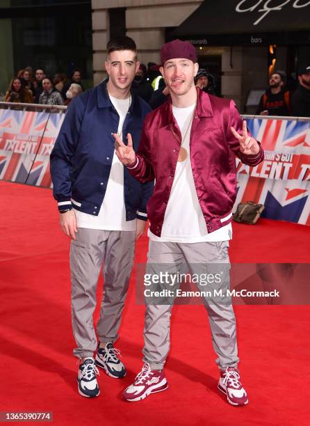 Twist and Pulse attend the Britain's Got Talent Auditions at the London Palladium on January 18, 2022 in London, England.