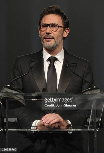 Writer/Director Michel Hazanavicius accepts the the Sonny Bono Visionary Award onstage during The 23rd Annual Palm Springs International Film...