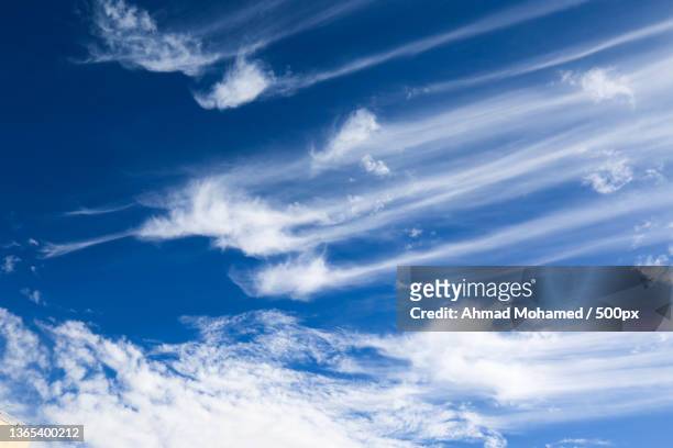 sky,low angle view of clouds in sky - 巻雲 ストック�フォトと画像