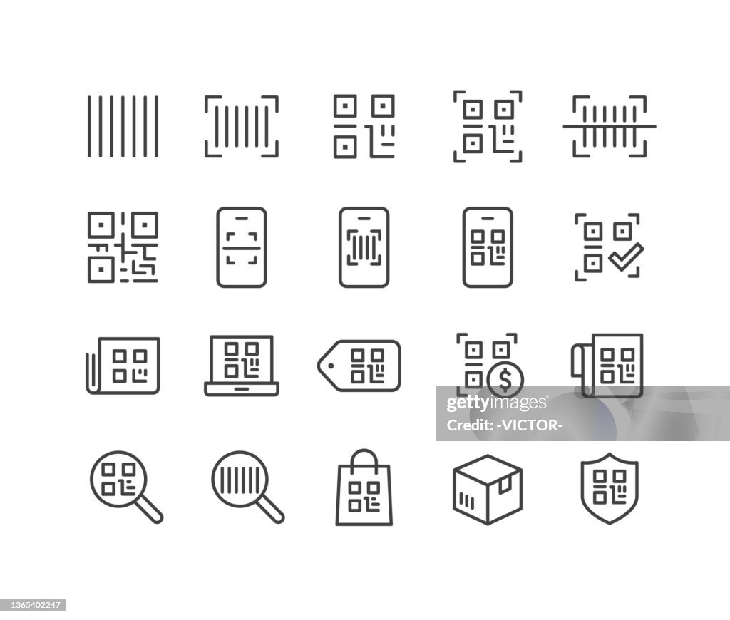 Icônes de code QR et de code à barres - Classic Line Series