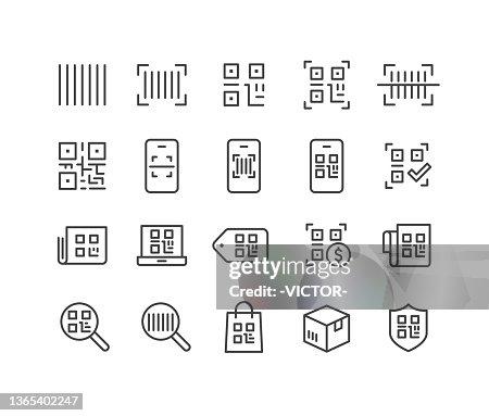 QR Code and Bar Code Icons - Classic Line Series QR Code and Bar Code Icons - Classic Line Series