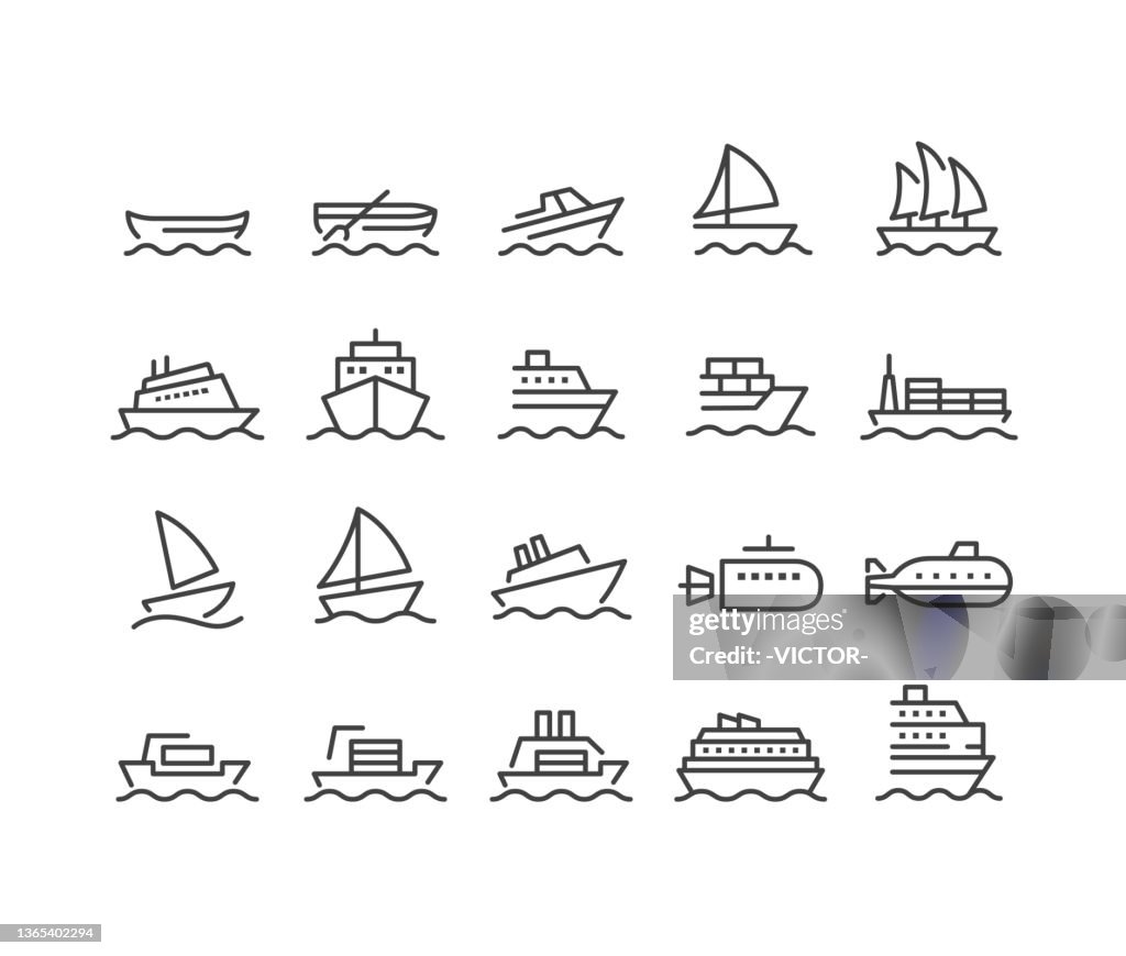 Ship and Boat Icons - Classic Line Series
