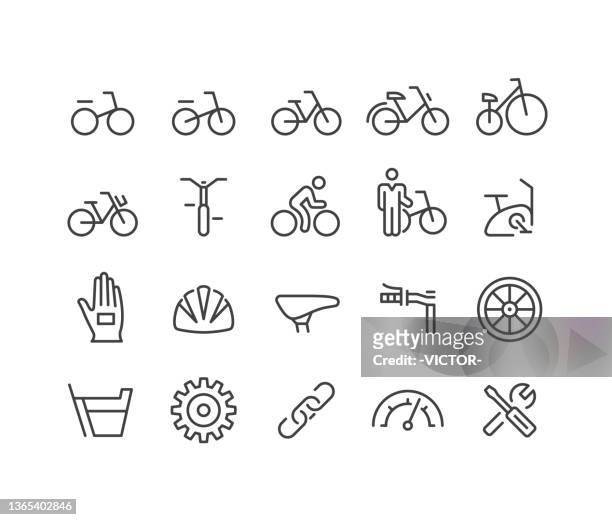 bicycle icons - classic line series - cycling stock illustrations