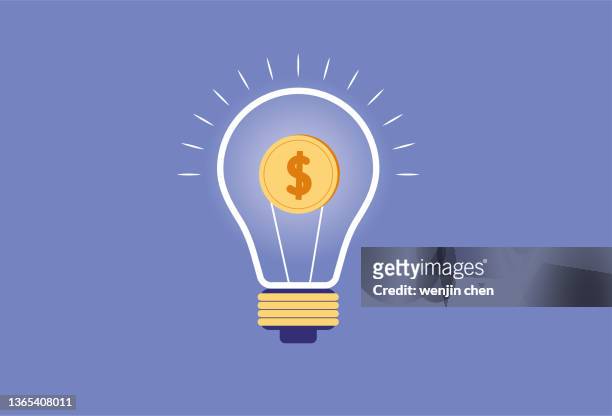 dollar in light bulb - banknote stock illustrations