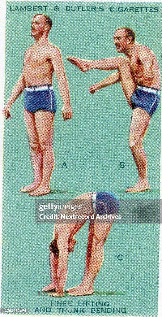 Collectible cigarette card, Standing Stretches, Get Fit series, 1937