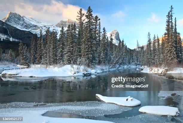 montanhas rochosas canadenses no inverno - canmore - fotografias e filmes do acervo