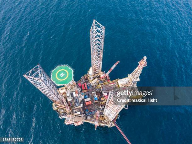 Area Around Rig Oil Rig On Offshore Area Stock Photo Aerial View Offshore Jack Up Rig ...