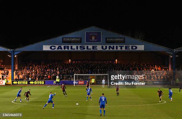 General view of the action at Brunton Park during the Sky Bet League Two match between Carlisle United and Hartlepool United at Brunton Park on...