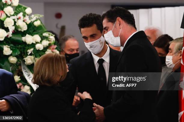 Alvaro Arbeloa and Fernando Hierro are seen during the burning chapel of ex player of Real Madrid, Paco Gento, at the Palco de Honor of the Santiago...