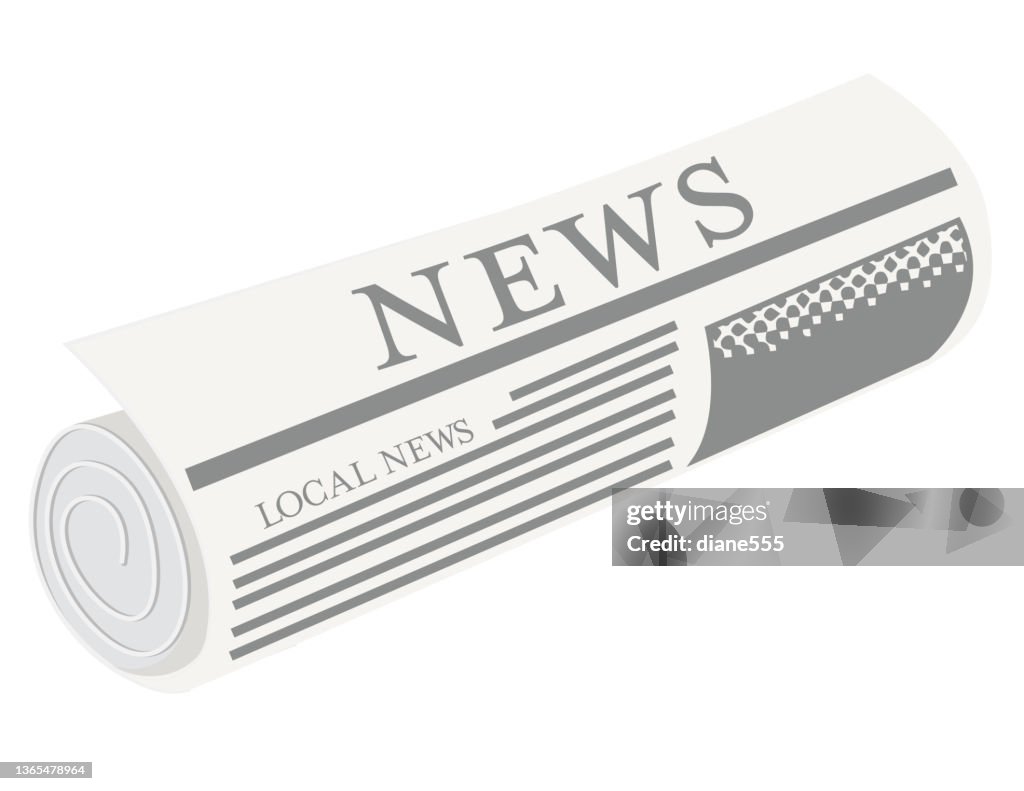 Aufgerollte Zeitung auf transparentem Hintergrund