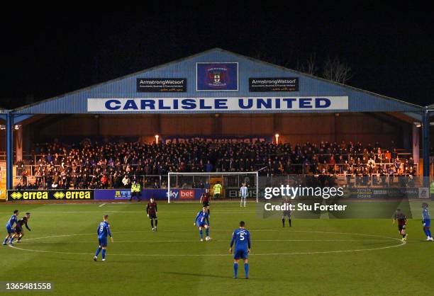 General view of the action at Brunton Park from behind the goalduring the Sky Bet League Two match between Carlisle United and Hartlepool United at...