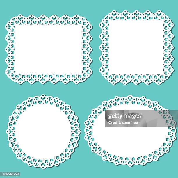 lace frame and doliy - doily stock illustrations