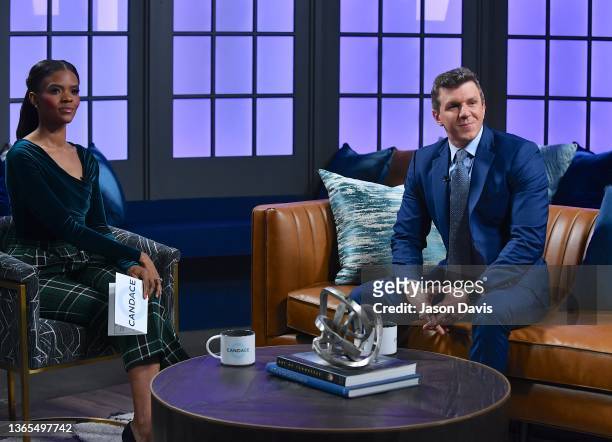 Candace Owens and Project Veritas' James O'Keefe are seen on set of "Candace". The episode will air today, January 18, 2022 in Nashville, Tennessee.