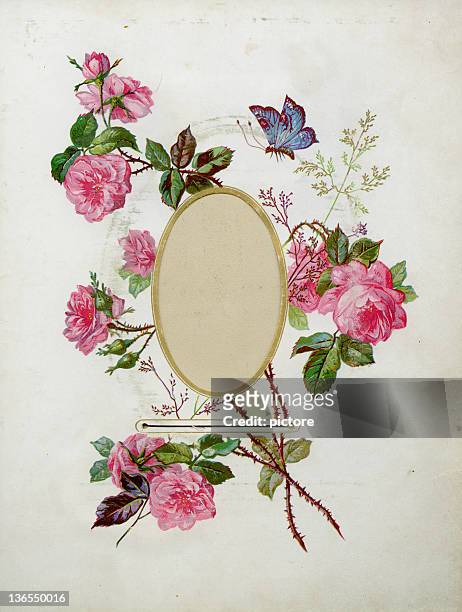 vintage flower frame (xxxl) - papier stock illustrations