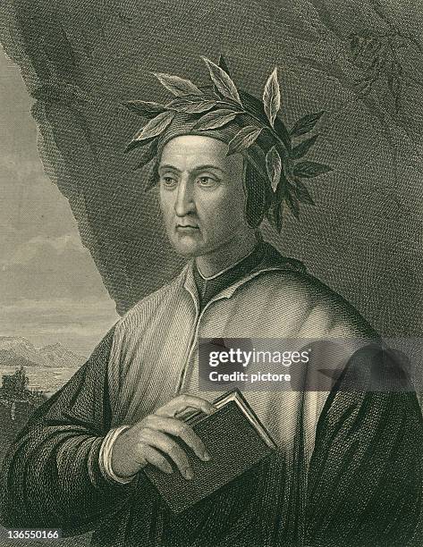 stockillustraties, clipart, cartoons en iconen met dante alighieri (xxxl) - dante italiaanse dichter