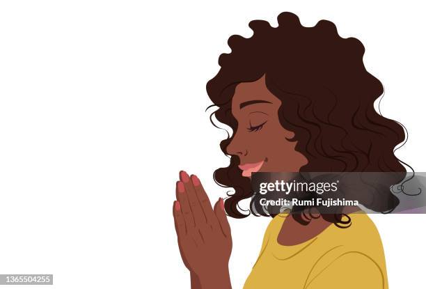 woman praying - black woman praying stock illustrations