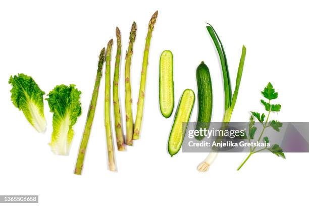 fresh green vegetables. - bosui stockfoto's en -beelden