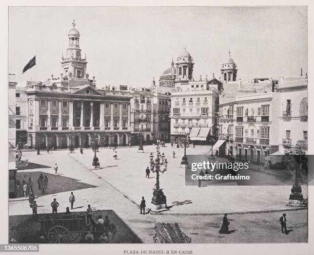 plaza isabel ii central madrid spain 1898 - madrid stock illustrations