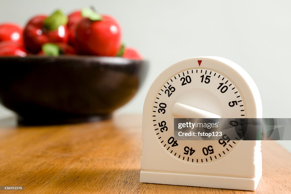Time. Kitchen timer on counter