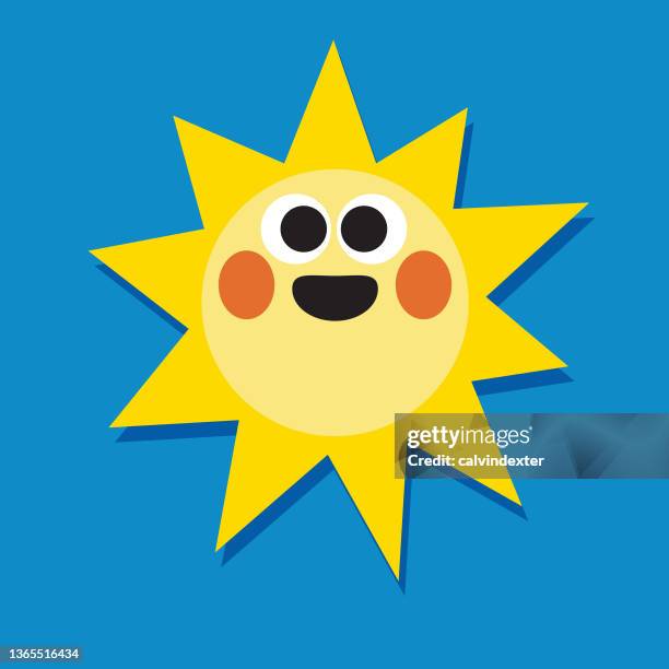 stockillustraties, clipart, cartoons en iconen met sun cartoon drawing - rode wangen