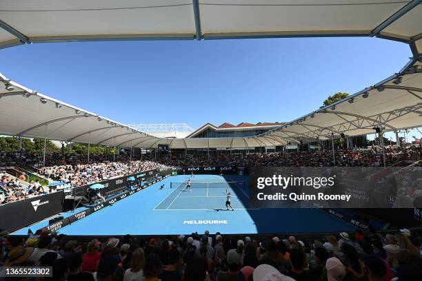 General view of court 3 during the round one doubles match between Nick Kyrgios and Thanasi Kokkinakis of Australia against Alex Bolt and James...