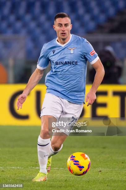 Adam Marušić of SS Lazio in action during the Coppa Italia match between SS Lazio and Udinese at Olimpico Stadium on January 18, 2022 in Rome, Italy.
