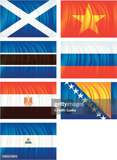 material flags set seven - botswana stock illustrations