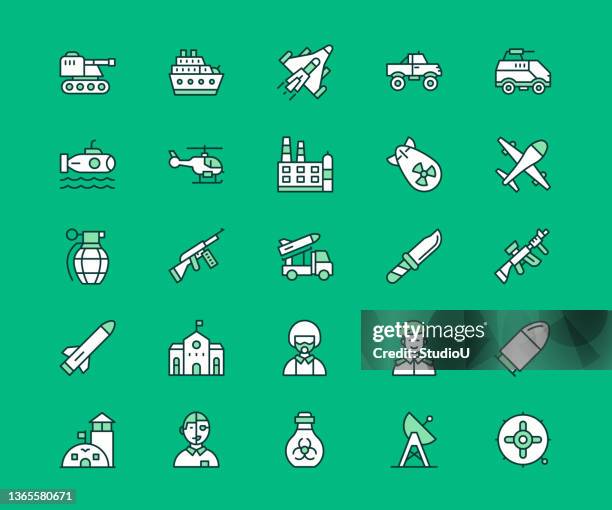 military forces multicolor line icons - bomb icon stock illustrations