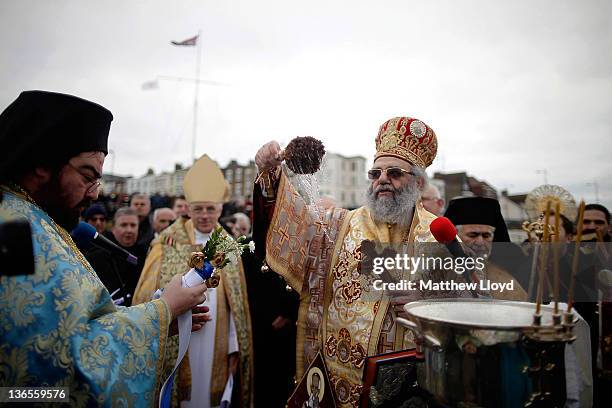 His Eminence Gregorios, Archbishop of Thyateira and Great Britain blesses the Parishioners of the Greek Orthodox Community of the Archangel Michael...