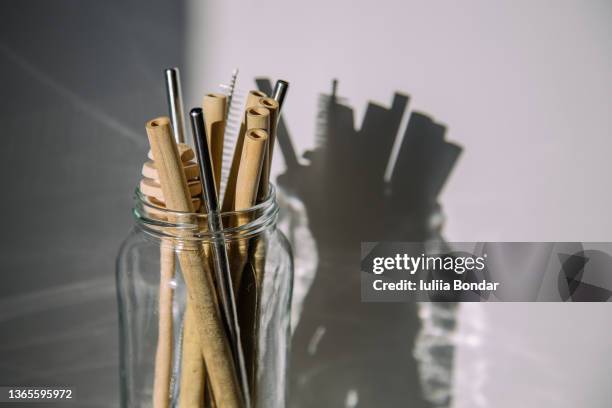 cocktail bamboo and metal straw - metal straw stock pictures, royalty-free photos & images