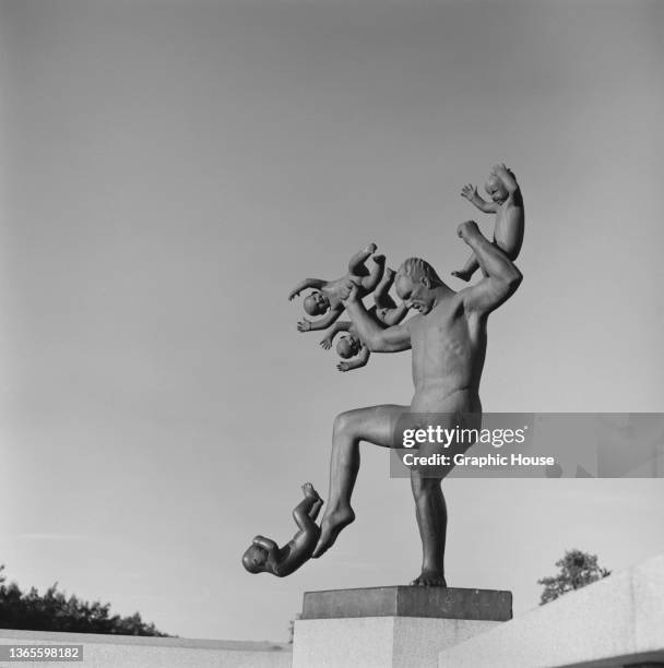 The Gustav Vigeland Sculpture Park, a part of Frogner Park in Oslo, Norway, 1957.