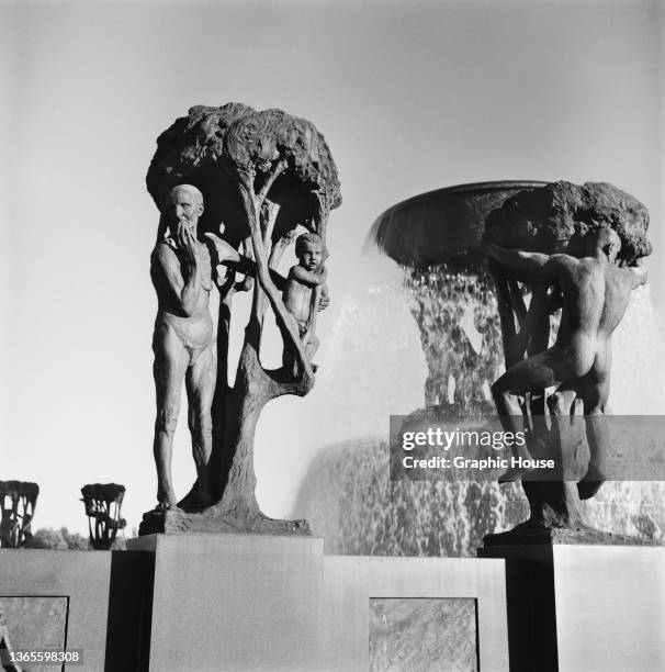 Sculptures by Gustav Vigeland in Vigeland Park, part of Frogner Park in Oslo, Norway, circa 1950.