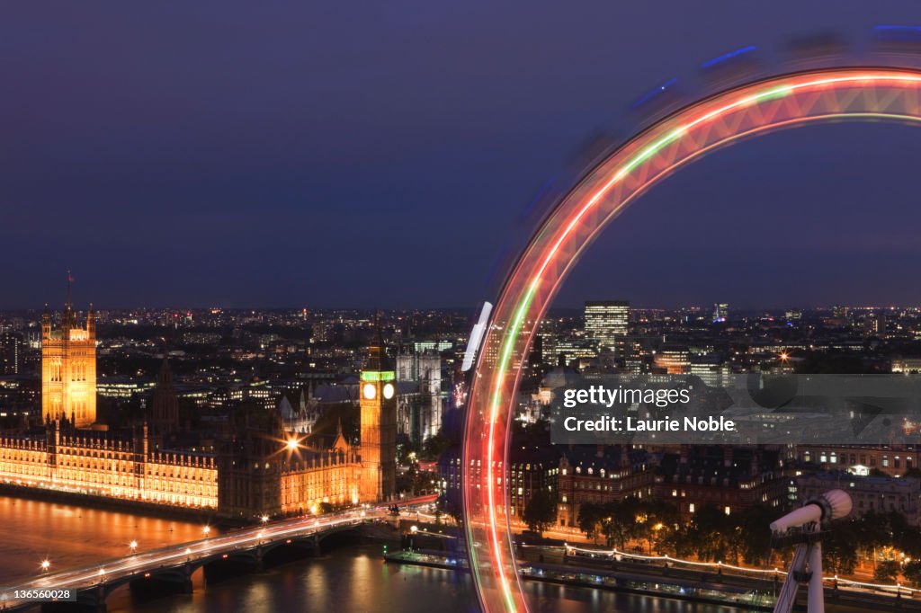 London Eye, Big Ben, Houses of Parliament at night