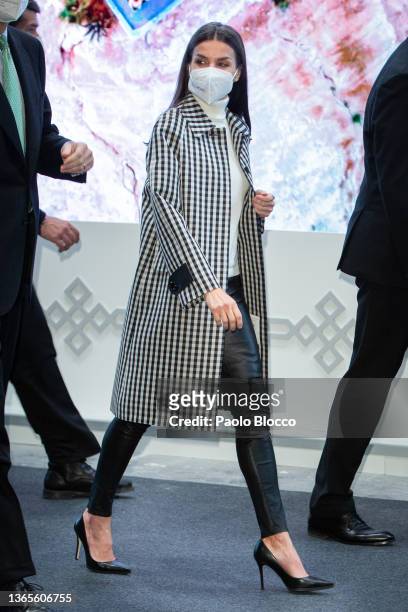 Queen Letizia of Spain attends FITUR Tourism Fair 2022 opening at Ifema on January 19, 2022 in Madrid, Spain.