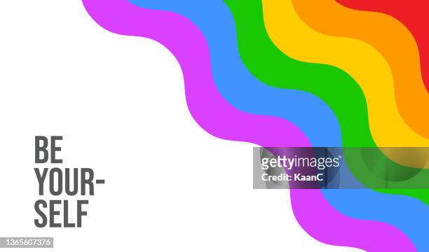 stockillustraties, clipart, cartoons en iconen met lgbt pride month. be yourself. abstract rainbow spectrum flag stock illustration - heart month