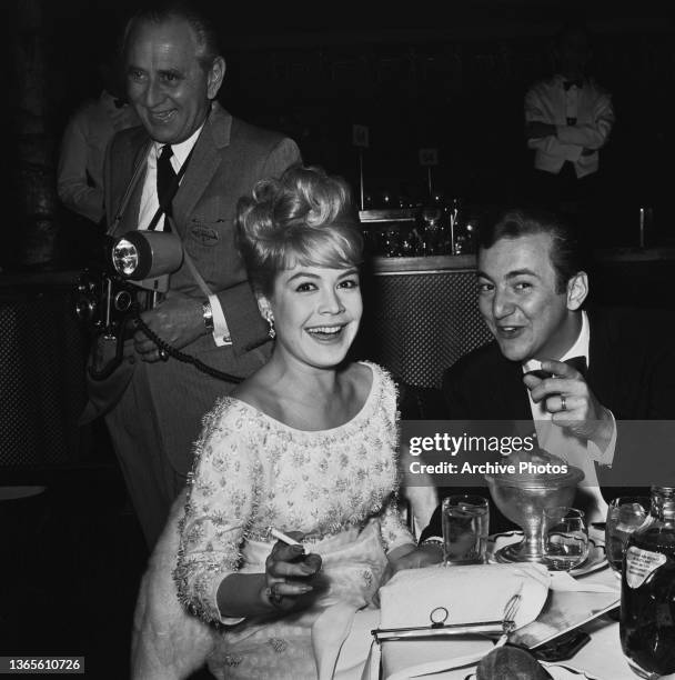 American actress Sandra Dee and her husband, singer Bobby Darin at the Golden Globe Awards in Los Angeles, USA, 8th February 1965.