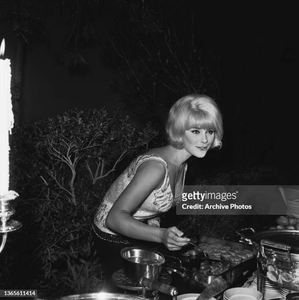 German actress Elke Sommer at a party for the film 'Madame X', USA, 1965.