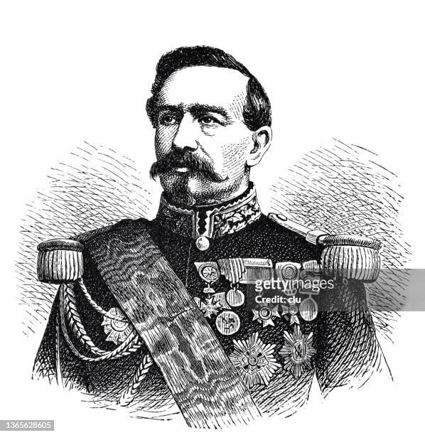illustrations, cliparts, dessins animés et icônes de charles denis bourbaki, général français - général