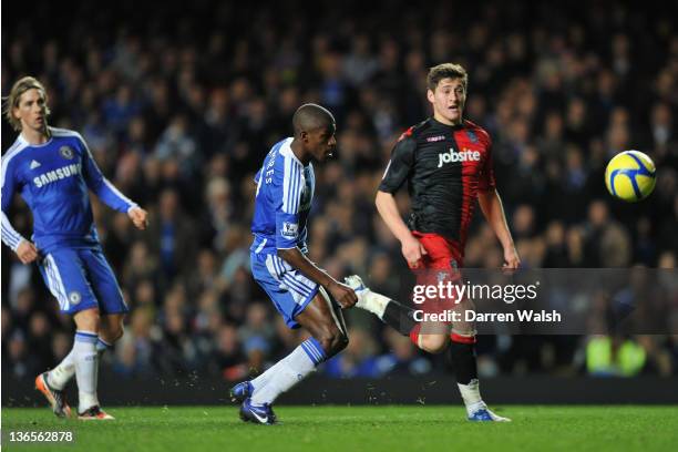 Ramires of Chelsea scores their third goal during the Budweiser sponsored FA Cup third round match between Chelsea and Portsmouth at Stamford Bridge...