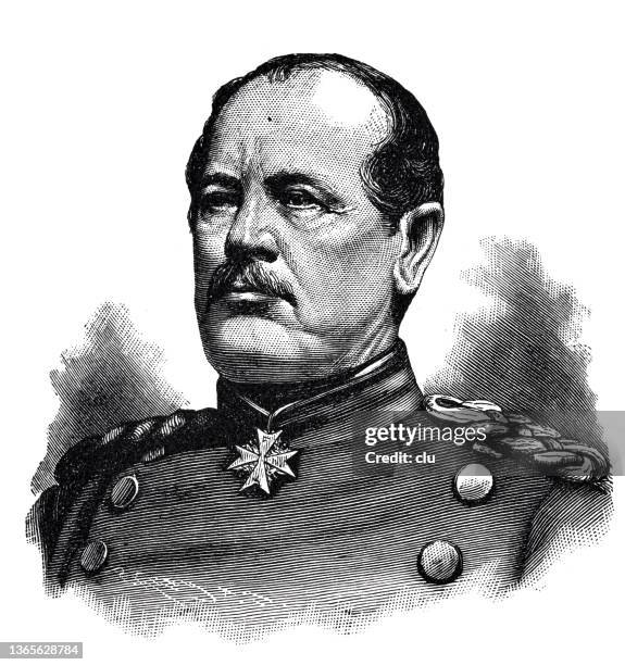 august von werder, prussian general - formal portrait stock illustrations